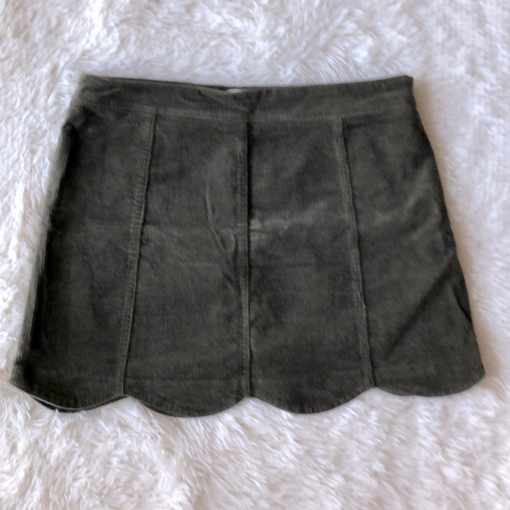 Army Green Corduroy Mini Skirt